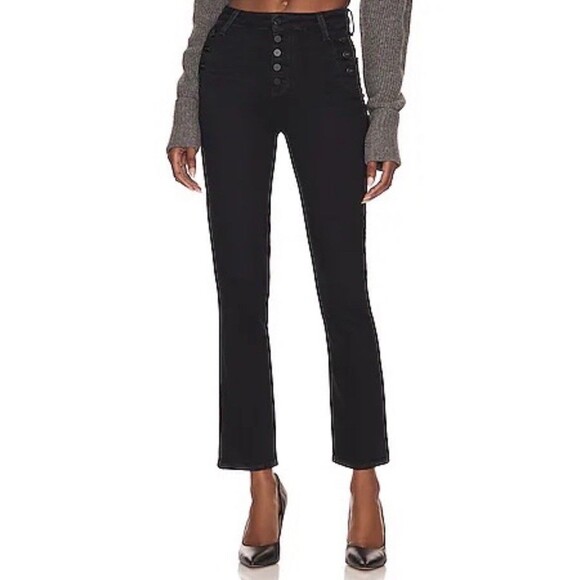 PAIGE Emmie Straight Ankle in Vela Black Jeans Sz 26 Revolve - Picture 1 of 9